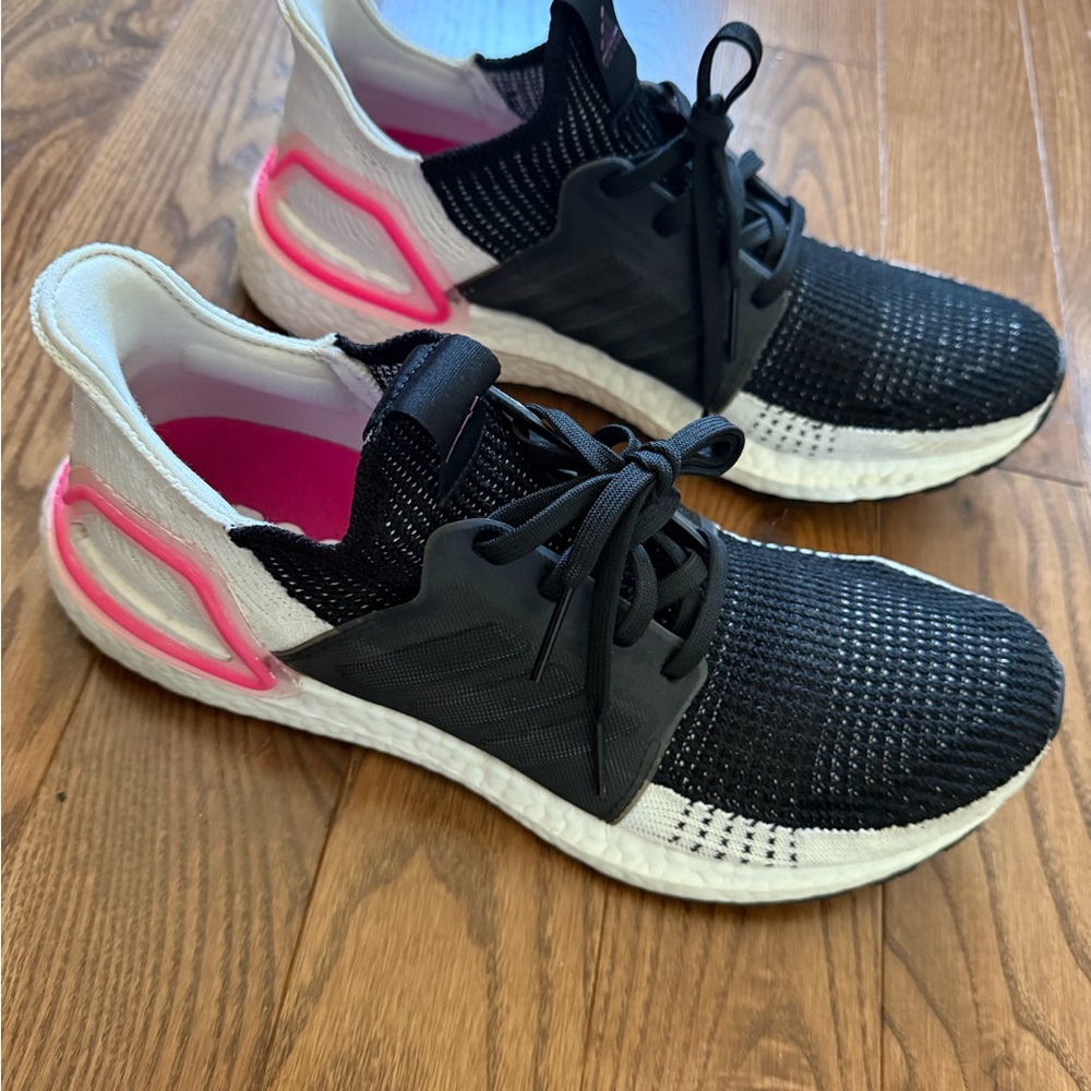 Adidas Black and Pink Women's Ultraboosts